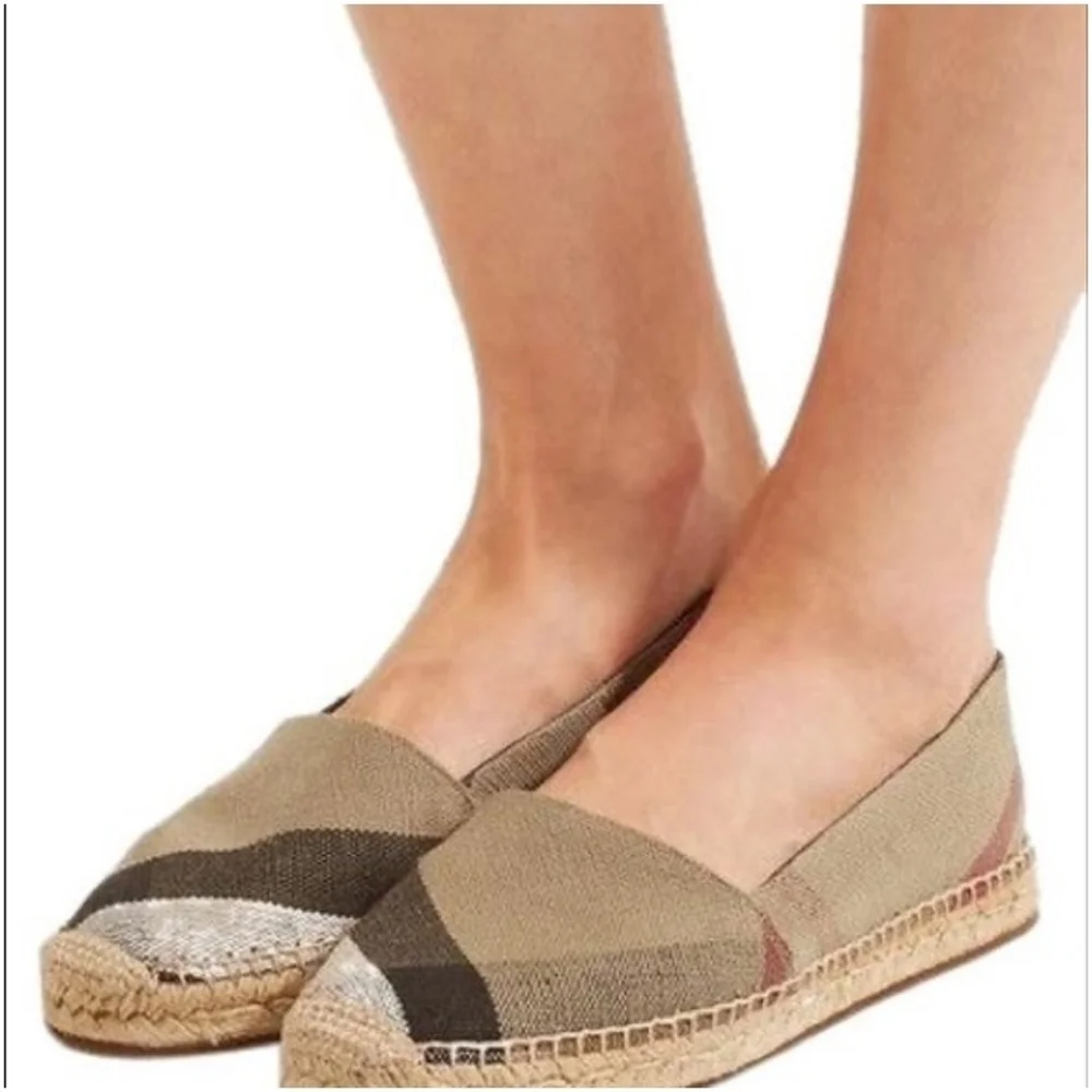Burberry London Hodgeson Check Espadrille Shoes Size 38